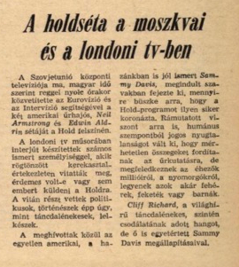 A holdséta a moszkvai és a londoni televízióban