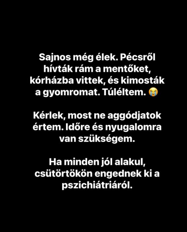 „Sajnos még élek” – búcsúsorok, gyomormosás, tüntetés kérése és pszichiátria, most már hamis bejelentésről beszél Bangó Sándor „Sajnos még élek” – búcsúsorok, gyomormosás, tüntetés kérése és pszichiátria, most már hamis bejelentésről beszél Bangó Sándor