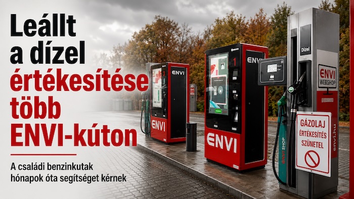 Több ENVI-kúton leállt a dízel értékesítése – csődveszélyre figyelmeztetnek a családi benzinkutak Több ENVI-kúton leállt a dízel értékesítése – csődveszélyre figyelmeztetnek a családi benzinkutak