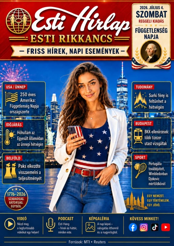 Esti Rikkancs – 2026. július 04. – FRISS HÍREK, NAPI ESEMÉNYEK Esti Rikkancs – 2026. július 04. – FRISS HÍREK, NAPI ESEMÉNYEK