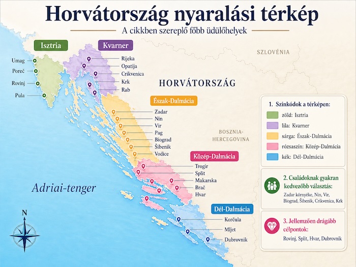 Horvátország nyaralási térkép árak és üdülőhelyek