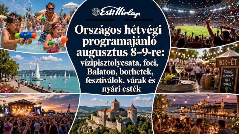 Országos hétvégi programajánló augusztus 8–9-re: vízipisztolycsata, foci, Balaton, borhetek, fesztiválok, várak és nyári esték Országos hétvégi programajánló augusztus 8–9-re: vízipisztolycsata, foci, Balaton, borhetek, fesztiválok, várak és nyári esték