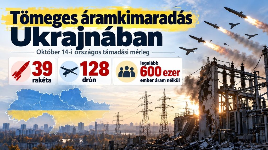 Hatszázezer ember maradt áram nélkül Ukrajnában – 39 rakétával és 128 drónnal támadott Oroszország Hatszázezer ember maradt áram nélkül Ukrajnában – 39 rakétával és 128 drónnal támadott Oroszország