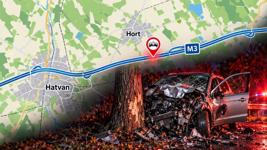 Tragédia az M3-as autópályán: fának csapódott egy autó, a sofőr meghalt Tragédia az M3-as autópályán: fának csapódott egy autó, a sofőr meghalt