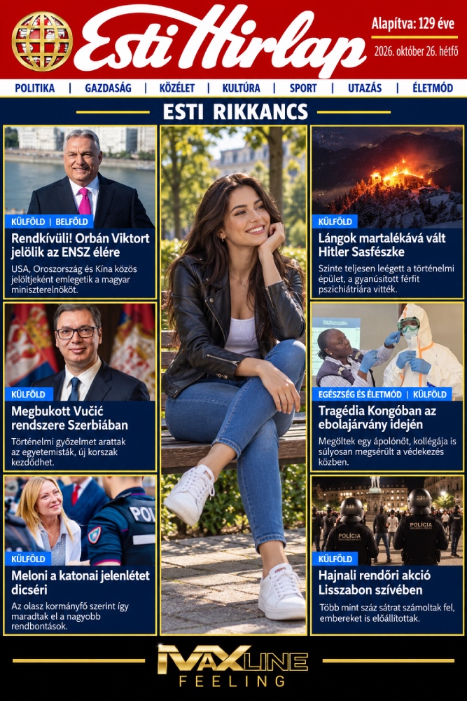 Esti Hírlap Rikkancs – 2026. október 26. Friss hírek, napi események Esti Hírlap Rikkancs – 2026. október 26. Friss hírek, napi események